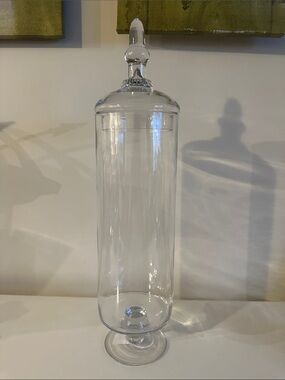 Clear Glass Apothecary Jar with Finial Lid - Decorative Storage